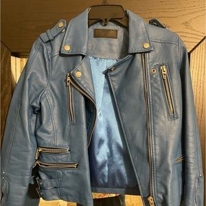 BlankNYC, faux leather, blue jacket. Size small.